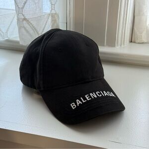 BALENCIAGA - Embroidered Cotton-Twill Baseball Cap - Black w/ White Writing